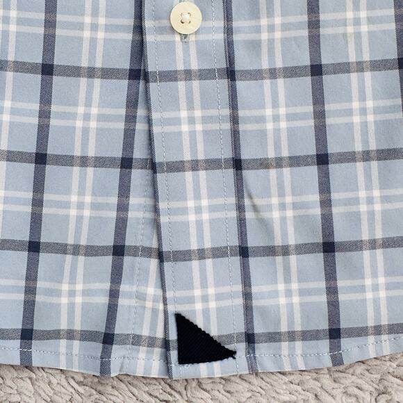 unTUCKit Blue Grey Check Slim Fit Button Down Shirt Sz XL Preppy - Picture 4 of 5